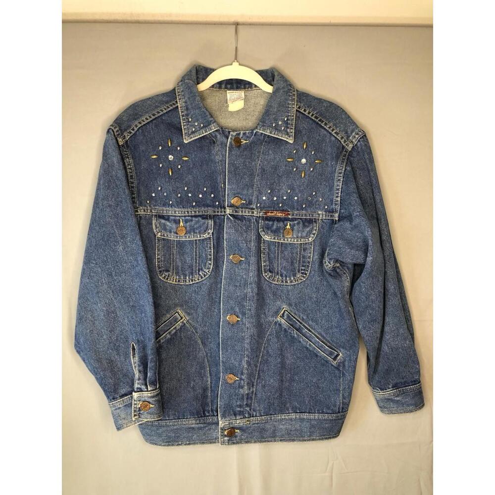 Vintage Jean St Tropez Denim Jacket 70s Women’s Size M Studded Embellishments - Picture 2 of 11